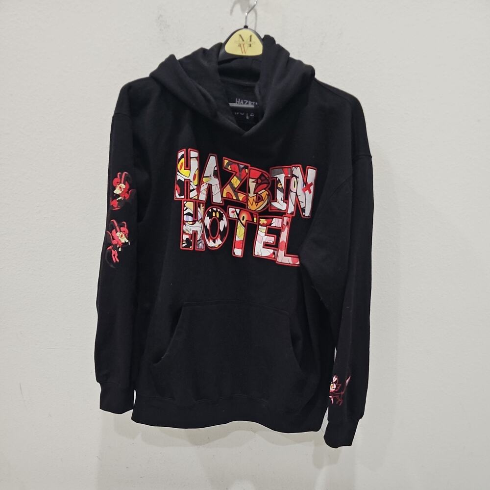 Hazbin Hotel Character Official Merch Black Sz L Graphic Print Hoodie Sweater